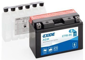 Мото акумулятор EXIDE AGM 6СТ-8Ah Аз (+/-) 12В 110А (EN) ET9B-BS ET9B-BS фото