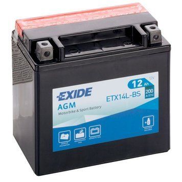 Мото акумулятор EXIDE AGM 6СТ-12Ah АзЕ (-/+) 12В 200А (EN) ETX14L-BS ETX14L-BS фото